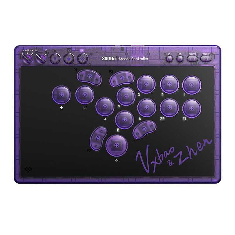 8BitDo Arcade Controller - Transparent Purple Signature Edition - Arcade Controller for Flexible Play Sessions