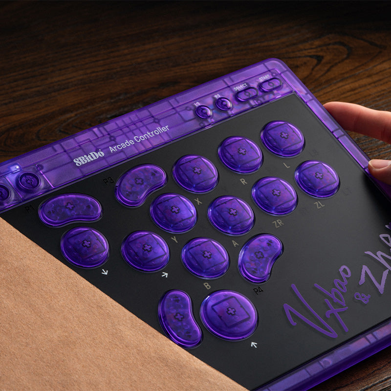 8BitDo Arcade Controller - Transparent Purple Signature Edition - Arcade Controller for Flexible Play Sessions