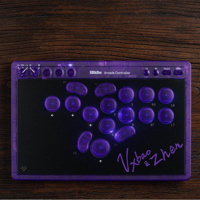 8BitDo Arcade Controller - Transparent Purple Signature Edition - Arcade Controller for Flexible Play Sessions